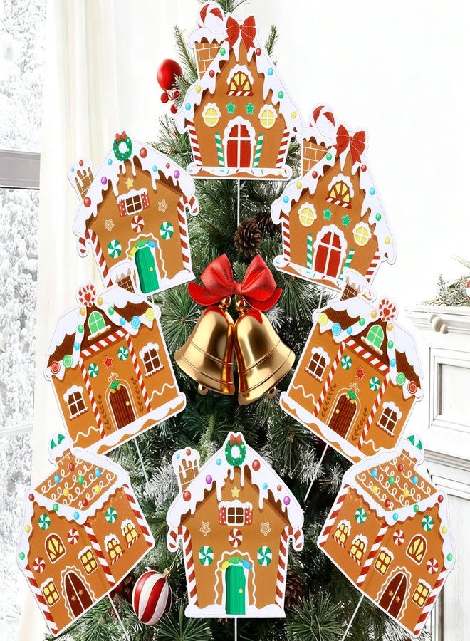 Oitnlaughter 8 PCS Christmas Gingerbread House Ornaments Large Gingerbread House Christmas Tree Picks Xmas Tree Topper Ornaments Xmas Trees Picks Decorations for Kids Home Office Winter Holiday Party Supplies - Image 1